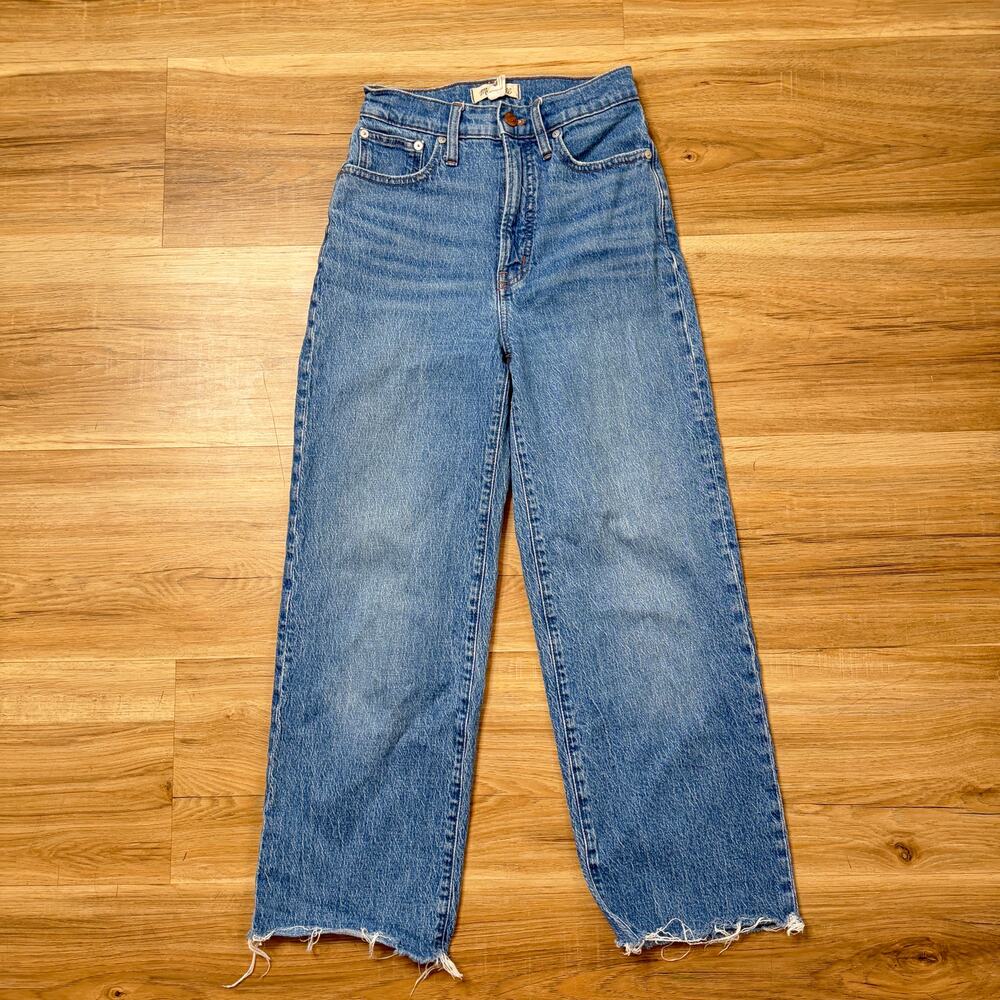 Madewell High-Rise Wide-Leg Crop Jeans Medium Wash Raw Hem Size 24